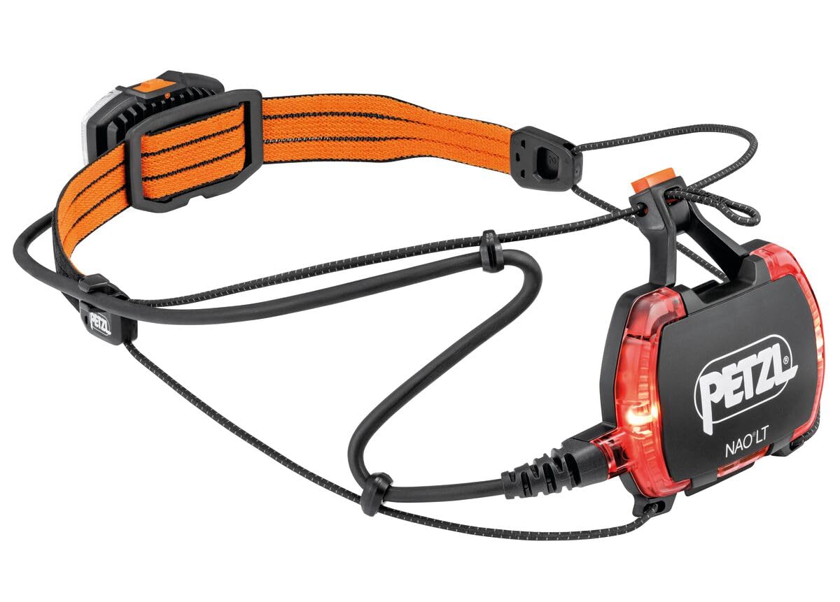 PETZL NAO LT Stirnlampe, leicht, wiederaufladbar, 600 Lumen, Orange