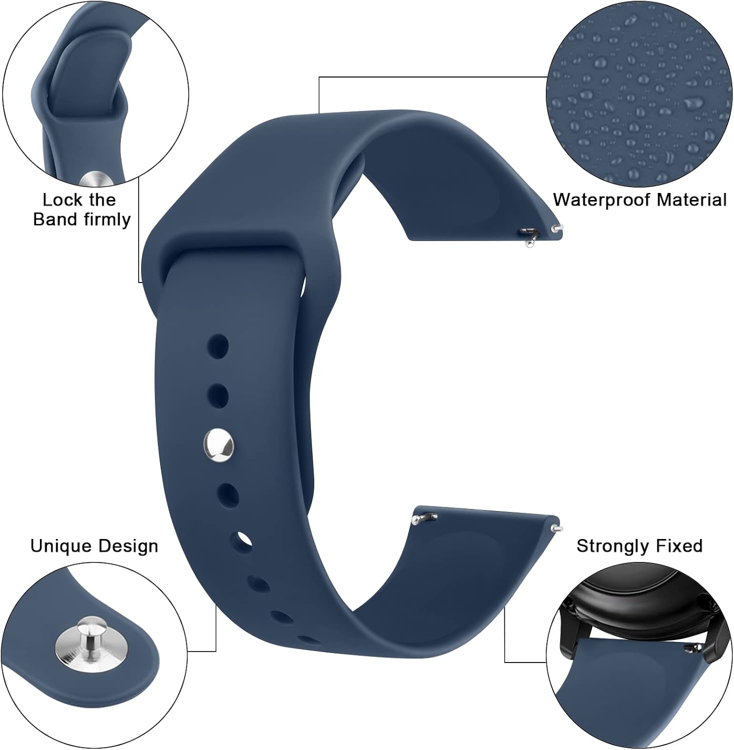 Meliya Silicone Watch Bands, 20mm 22mm Quick Release Soft Sport Replacement Watch Strap for Women Men image 2