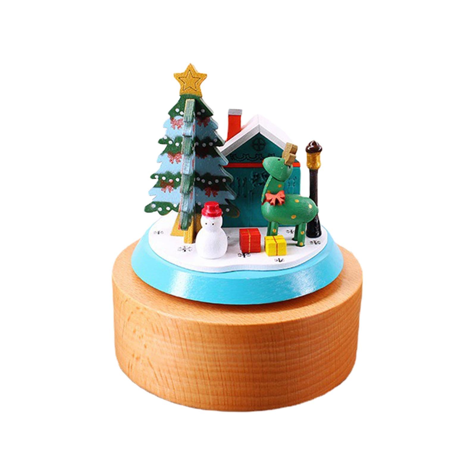 Carillon natalizio in legno con melodia "Merry Christmas", per la famiglia, con alce e pupazzo di neve