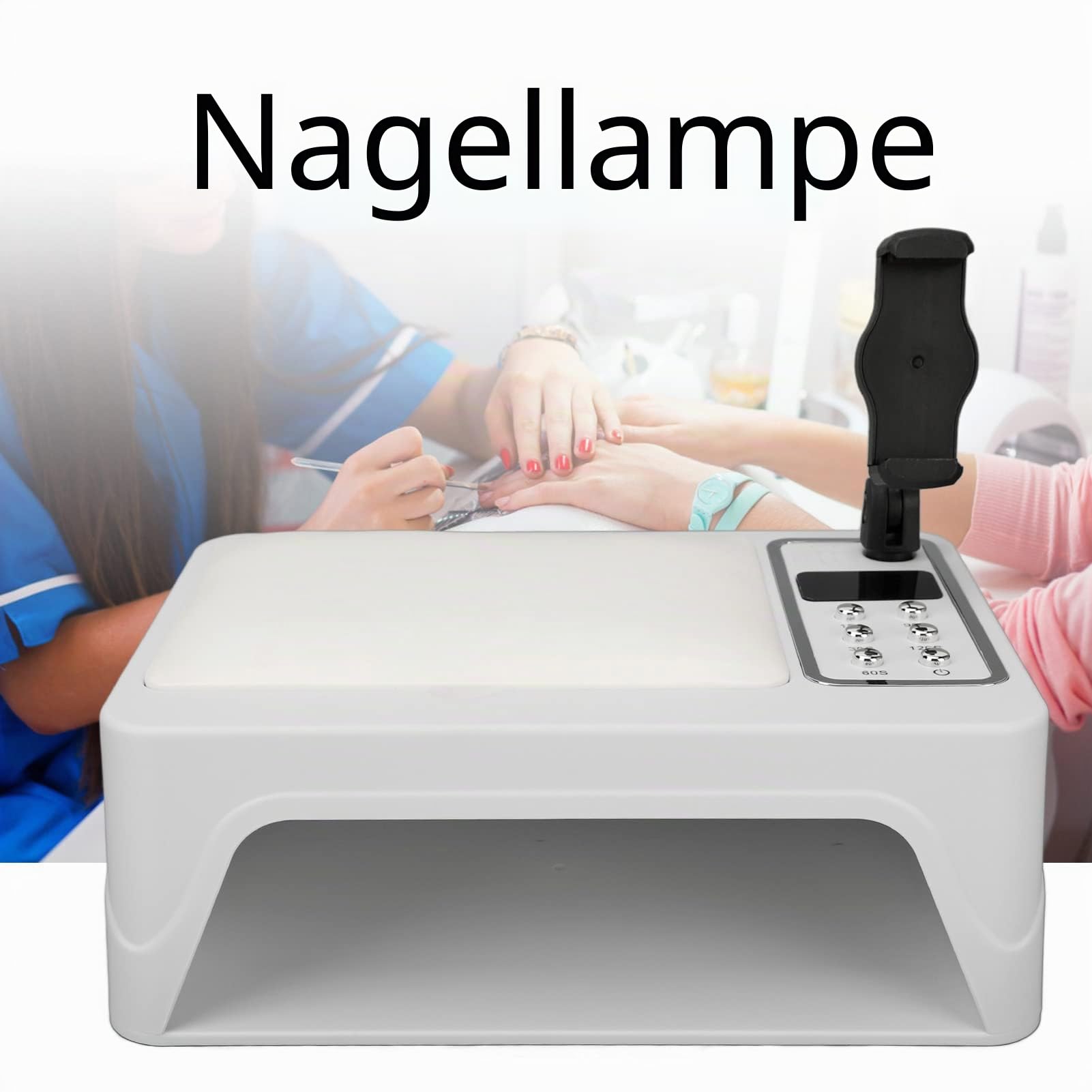 UV LED Nagellicht, UV Nageltrockner mit Telefonhalter, 96 W Professionelle Nagel Gel Nagellack Trockner Härtungslampe, Tragbarer LED Gel Nagel Härtungstrockner