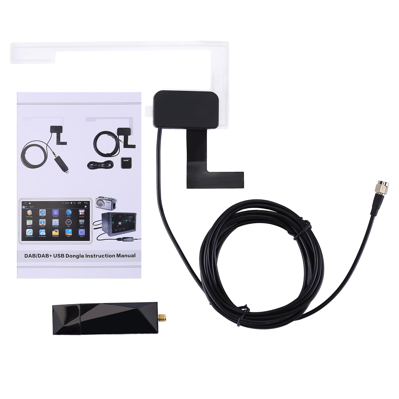 USB Android DAB+ Autoradio Adapter mit Digitaltuner und Antenne, Digital Audio Broadcast Kfz-Antenne