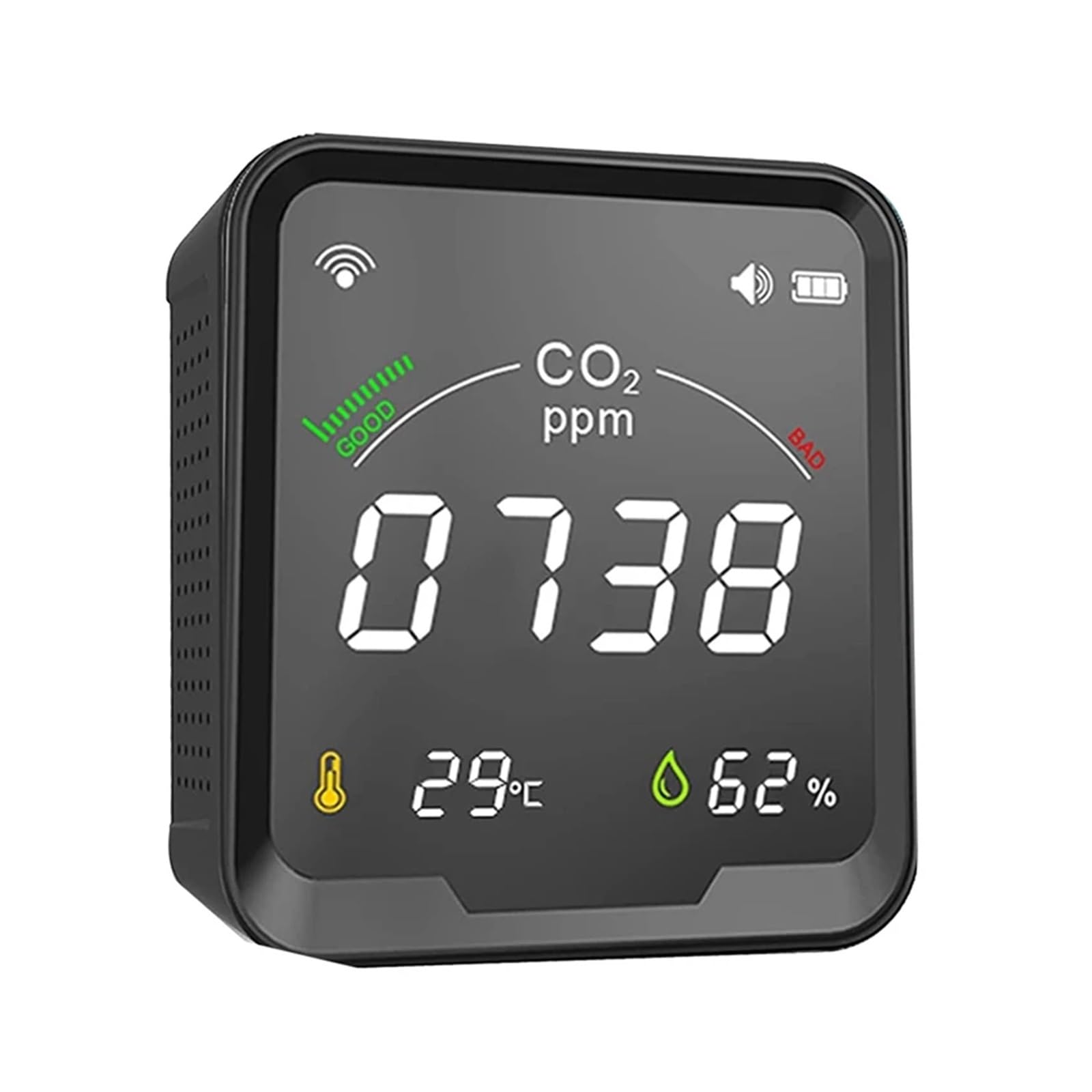 Detektor gazu, Detektor CO2, Monitor ści powietrza w pomieszczeniach, dwutlenku węgla z czujnikiem NDIR, Tester temperatury i wilgotności, dla domu i samochodu kempingowego