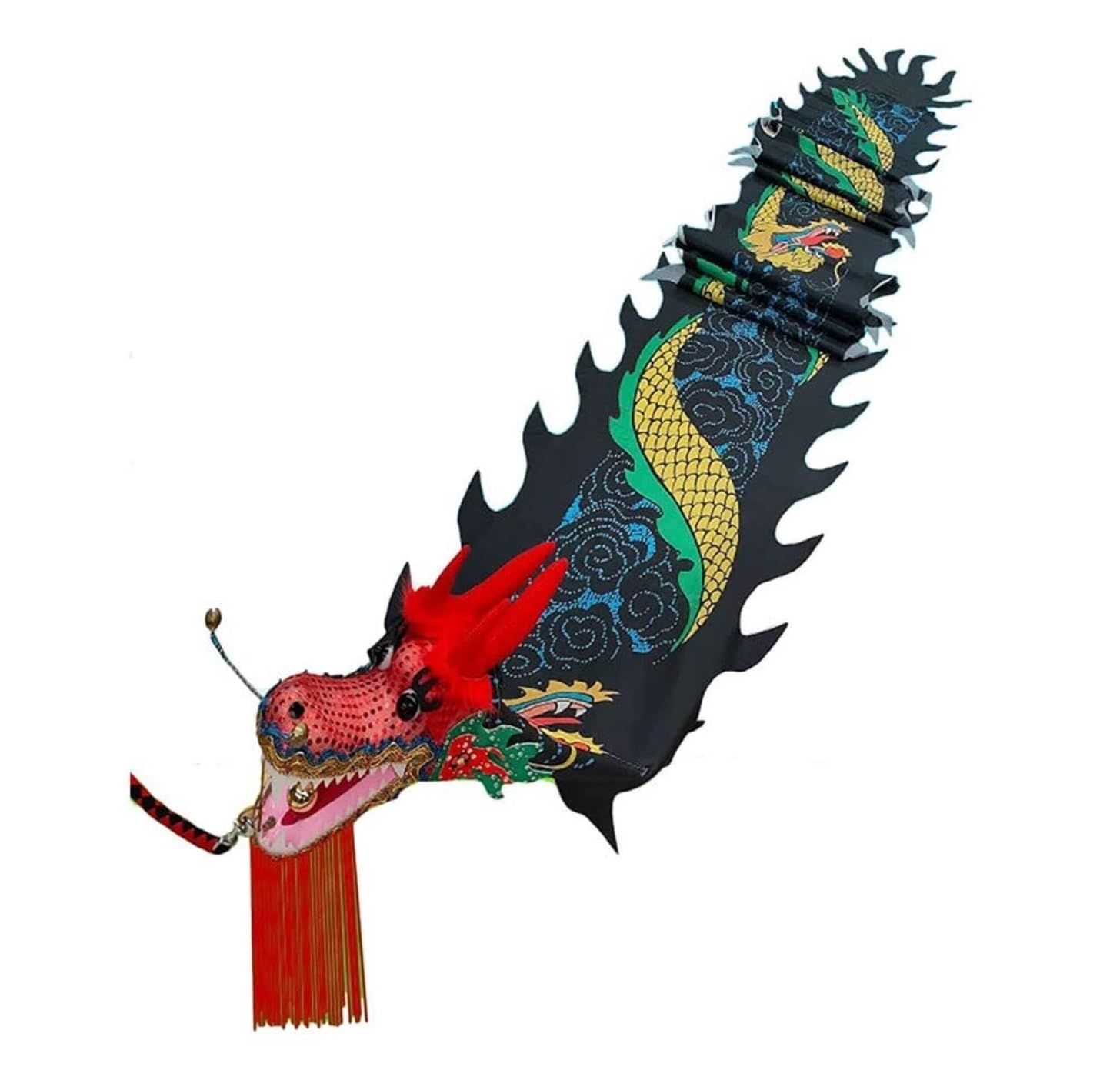 BJfhRH Outdoor Sports Traditional Chinese Dragon Dance Ribbon Streamer For Outdoor Fitness Party Stage Performance Prop Festival Celebration(Black,10m)