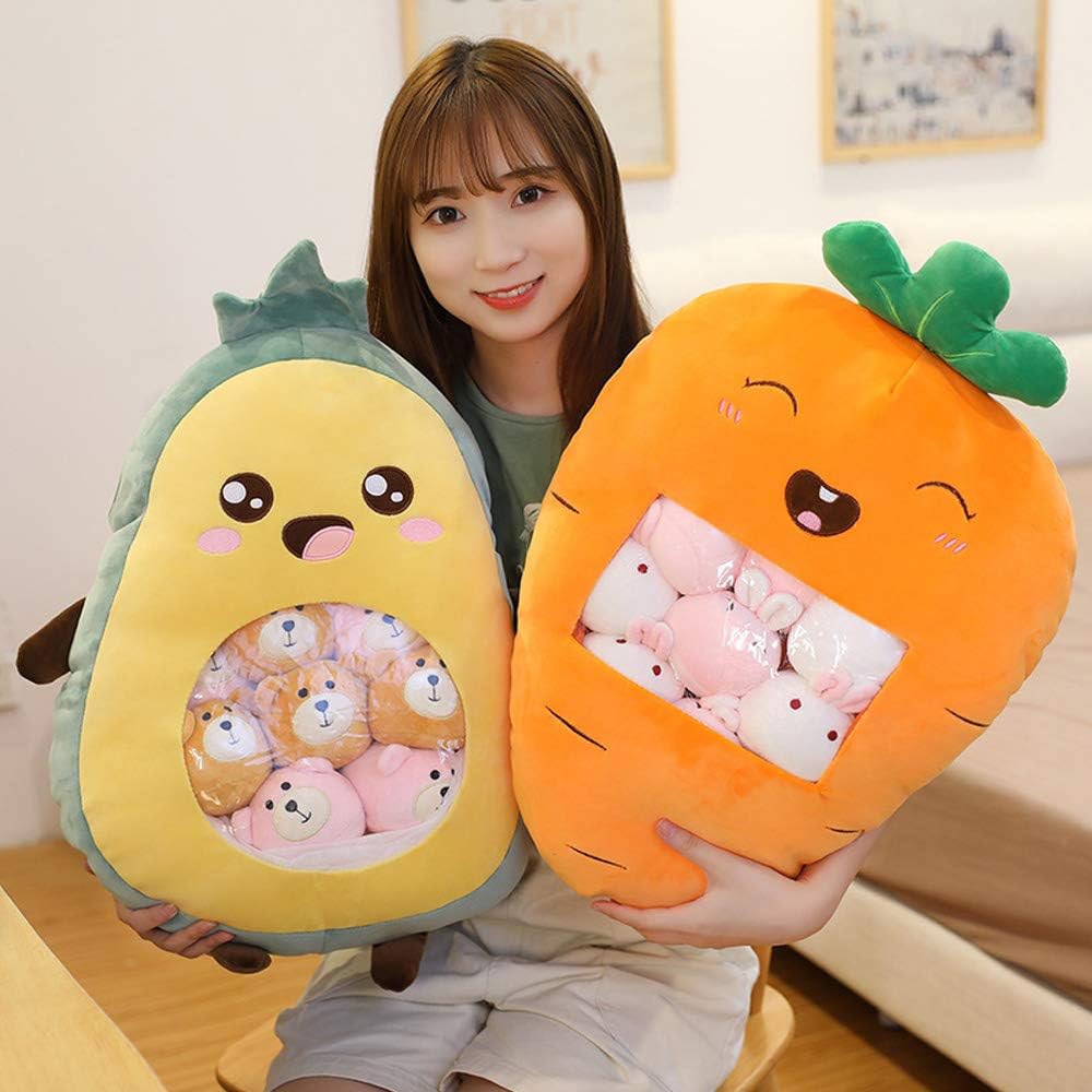 REFAHB Cute Throw Pillow Stuffed Avocado Toys Removable Fluffy Creative Gifts for Teens Girls Kids