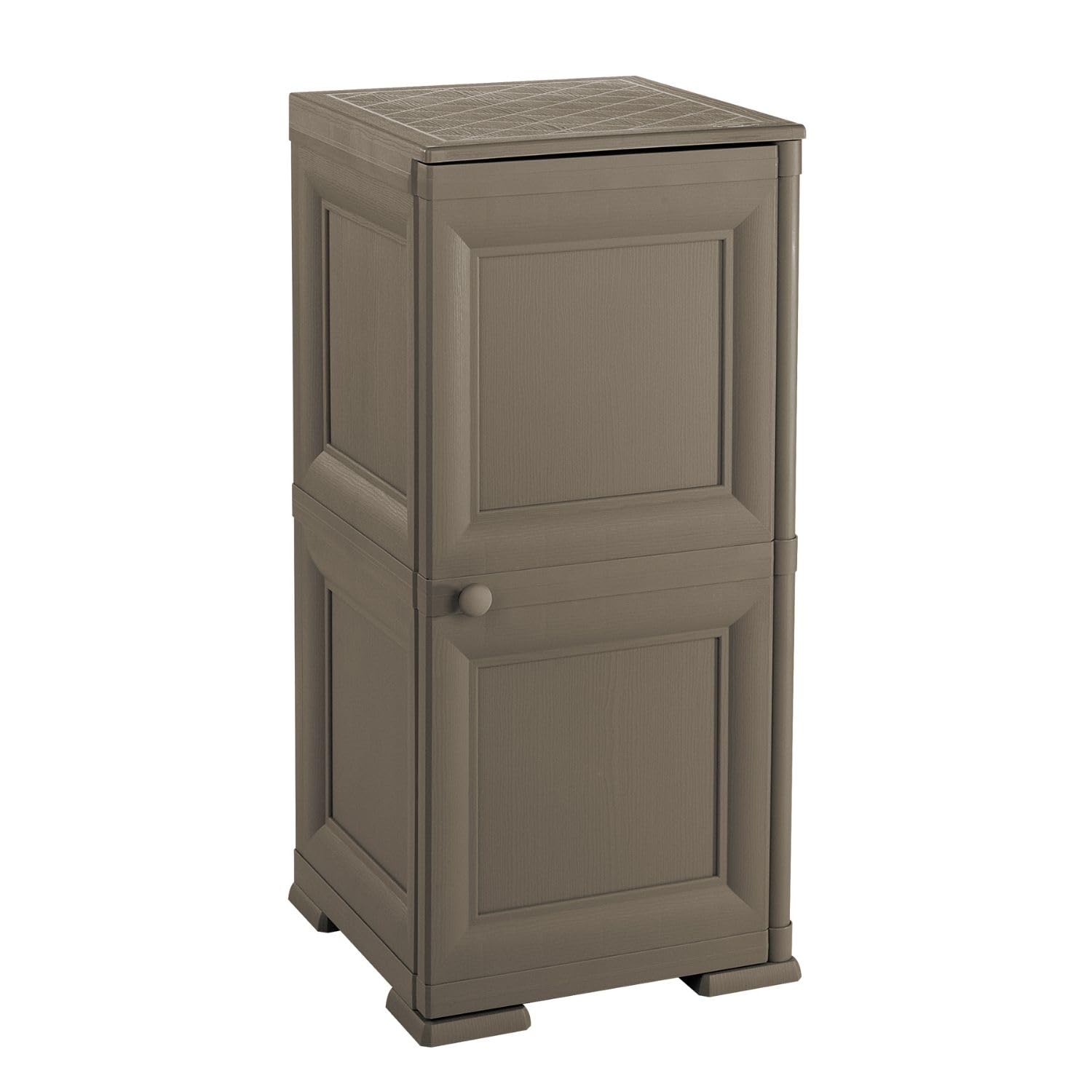 Mobile Bagno Salvaspazio 2 Ante in Plastica Wengé 40x43x85,5 cm – Armadietto Contenitore con Ripiano Interno per Asciugamani, Carta Igienica e Organizzazione Bagno (Taupe Scuro)