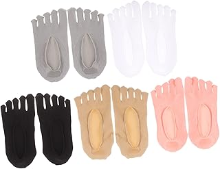 Outanaya 5 Pares De Meias De Cinco Dedos Meias Femininas Meias De Renda Para Mulheres Meias De Algodão Curtas Meias Ortopédicas Meias Separadas Meias Femininas De Náilon Meias Confortáveis