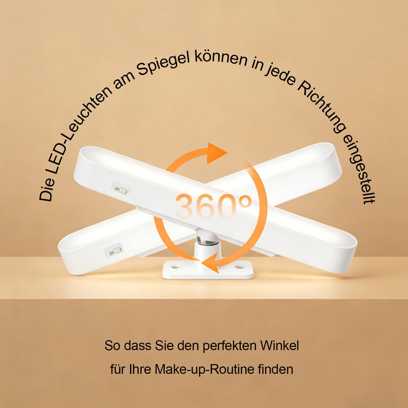 LED Schminktisch Beleuchtung 2 Packungen, Dimmbar Vanity Mirror Licht für Schminktisch Lampe, 4000mAH Wiederaufladbar Spiegel Beleuchtung Ohne Kabel