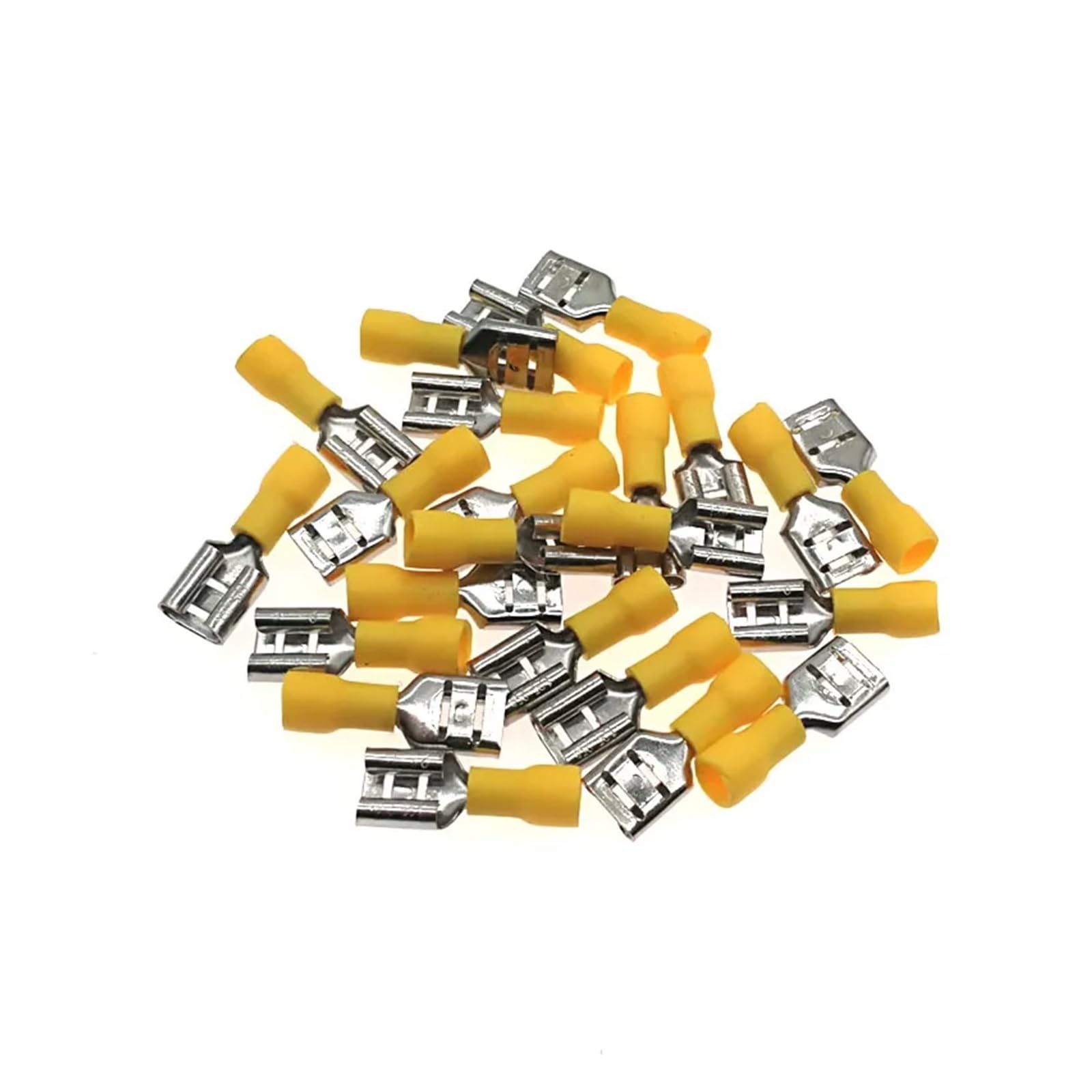50pcs Male Insulated Crimp terminals MDD1.25-110~5.5-250 2.8/4.75/6.3mm Wiring terminales Connector Cable 22-10A.W.G(Yellow,MDD2-250)