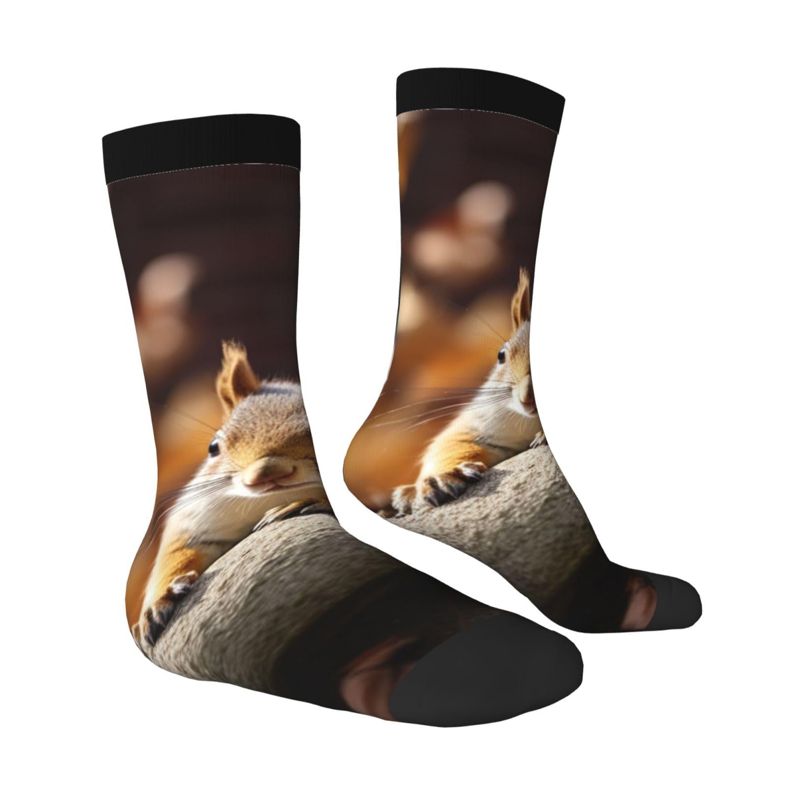 LZQPOEAS Squirrel Just Laying Athletic Socks Unisex Cushioned Crew Socks Hiking Running Calf Sock Soft Above Ankle Sock