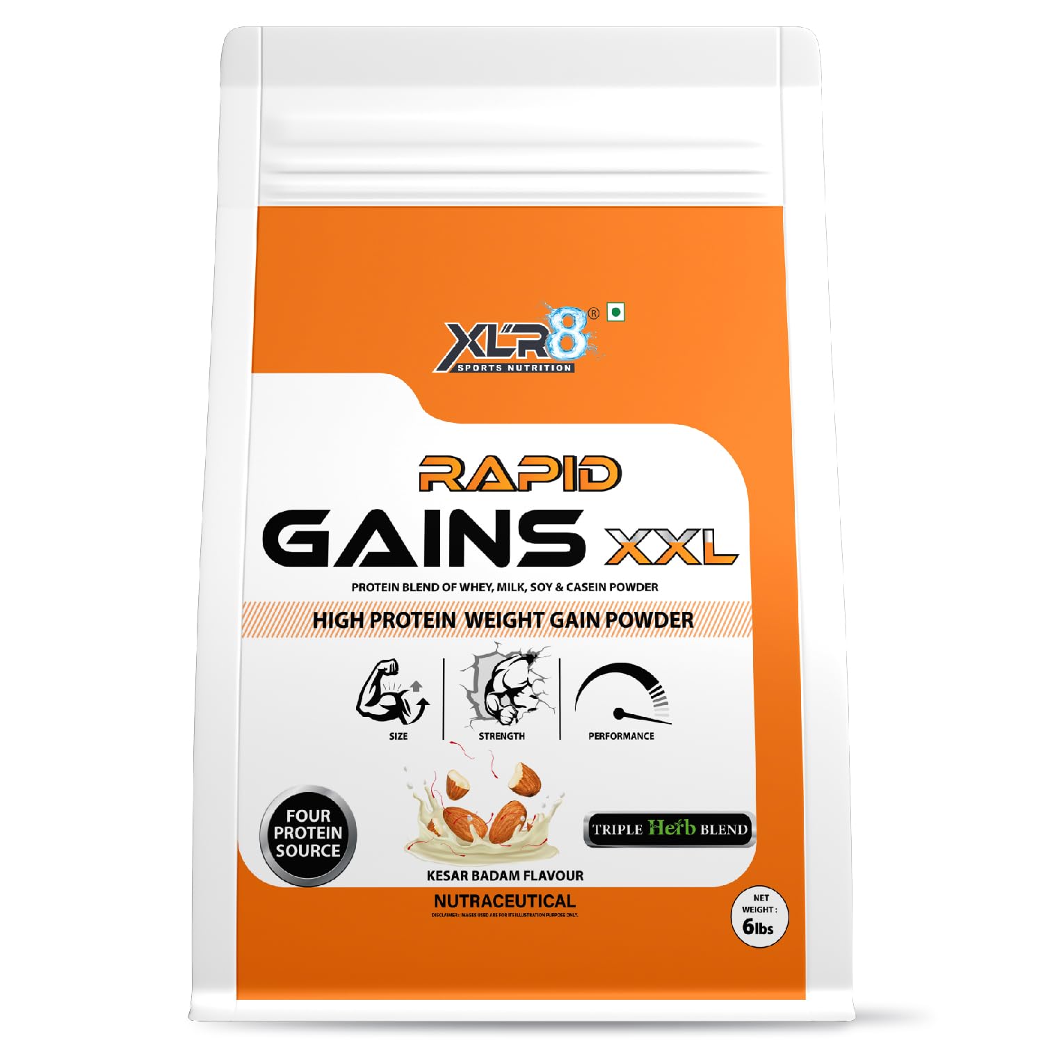 XLR8 Rapid Gains XXL high protein and high calorie formula for mass and weight gain with Performance boosting Ayurvedic herbs and Essential Vitamins, Four Protein Source- (Kesar Badam - 6 Lbs.) (B0BRCVJ8ZZ) Amazon Price History, Amazon Price Tracker