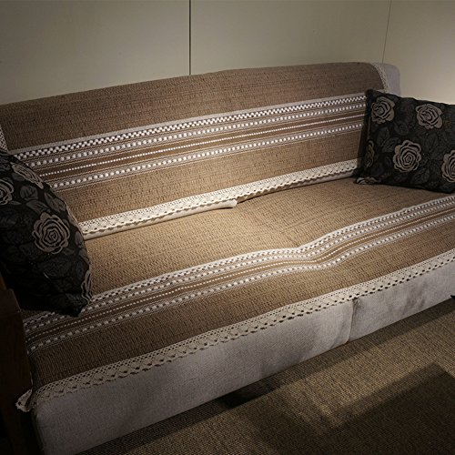 Yumuo Coffee Color Slipcover Sofa,Folk-Custom Cotton Thread Chinese Winter Sofa Cushion,European Cloth Four Seasons Anti-Slip Sofa Towel Cover-A 90X240Cm(35X94Inch) #TOP14