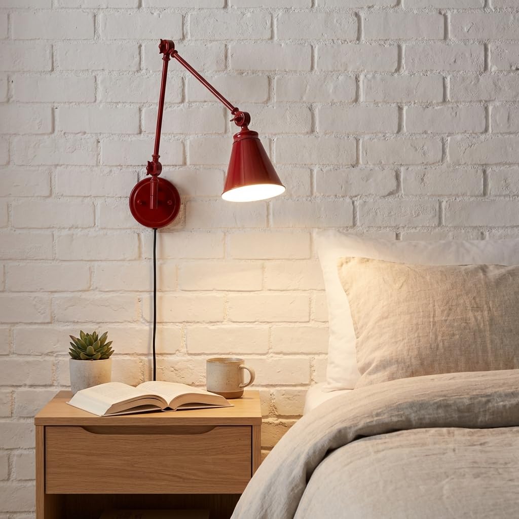 BARCELONA LED Wandleuchte Vintage Gold aus Aluminium Metall mit verstellbarem Arm, groß, industrieller Stil, klassisch modern luxuriös, mit Kabel und Stecker E27