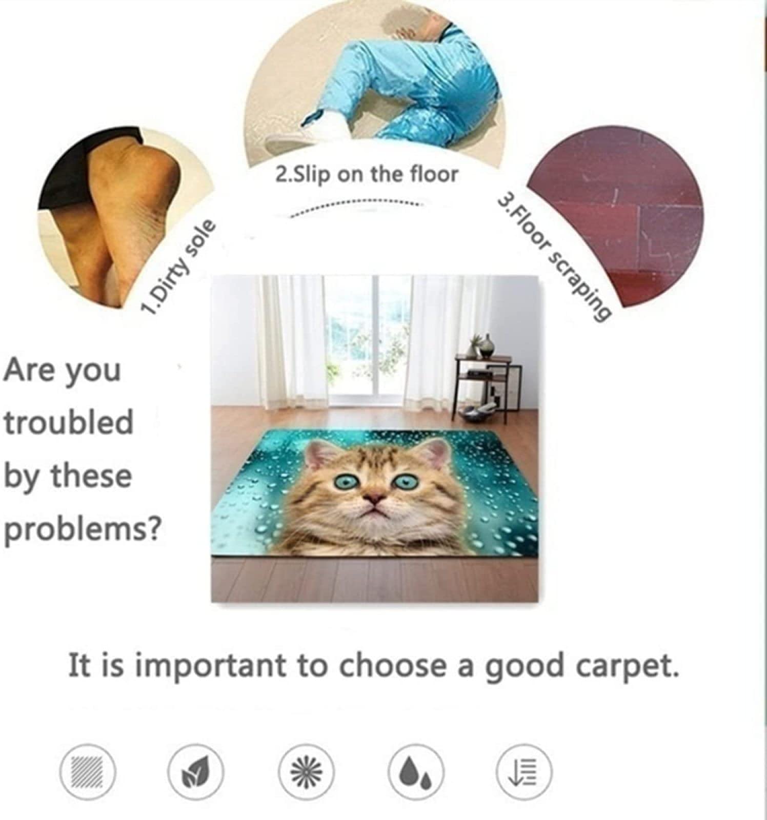 Tappeto Moderno Design Tappeti Salotto Stile etnico europeo in stile tradizionale multicolore, per soggiorno, camera da letto, asilo nido-160 * 230cm