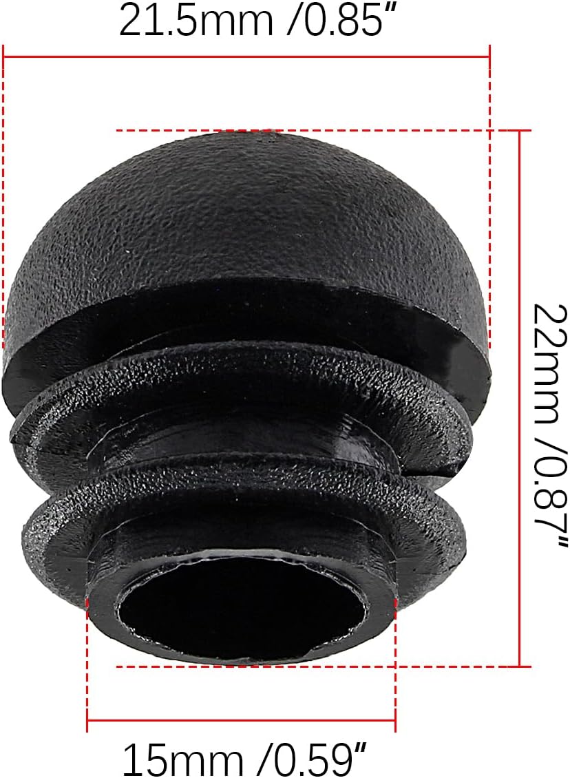Litoexpe 7/8 Inch Round Plastic Plug, 30 Pieces Tubing Post End Caps Black Furniture Feet Inserts for Metal Table Chair Legs, 7/8 Inch (22mm)