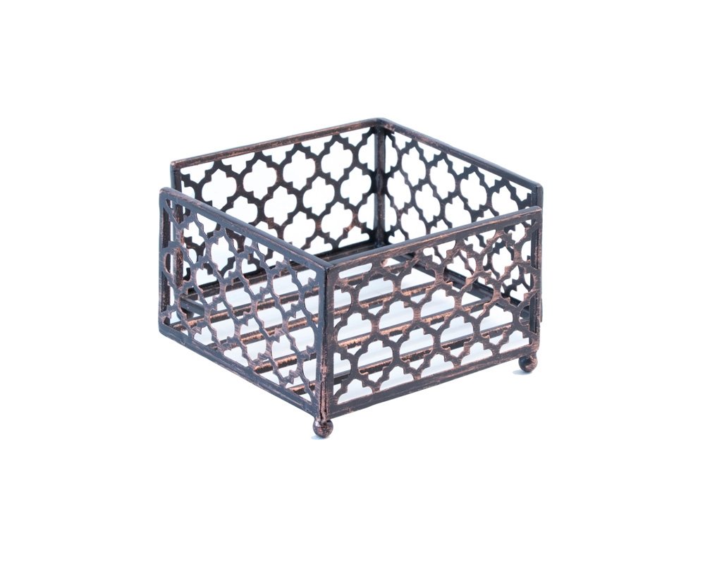 Boston InternationalCelebrate the Home Tangier Trellis Cocktail Napkin Holder Caddy, 5.25 x 5.25-Inches, Antique Copper