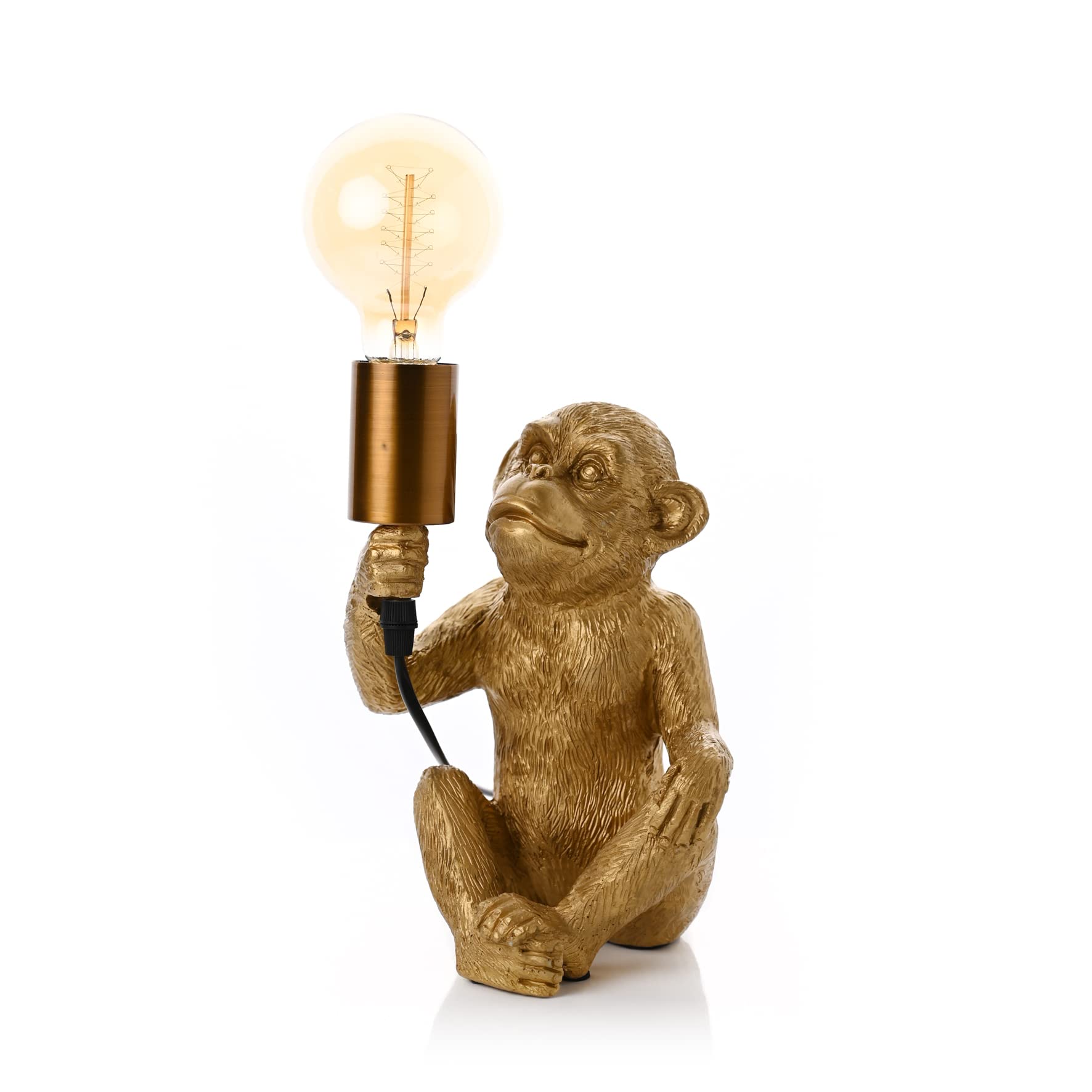 Widdop Hestia Home Collection Gold Coloured Monkey with Bulb Light 25cm, 25 cm - Image 2