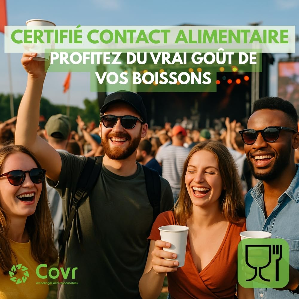 COVR 3000 Gobelets carton blanc 18-20cl - 7oz / 3000 unités, Recyclables, Boisson Chaude et Boisson Froide, Solide et Bonne Prise en Main, Résistant