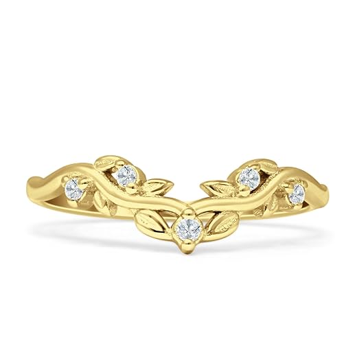 Curved Leaves Band Wedding Ring