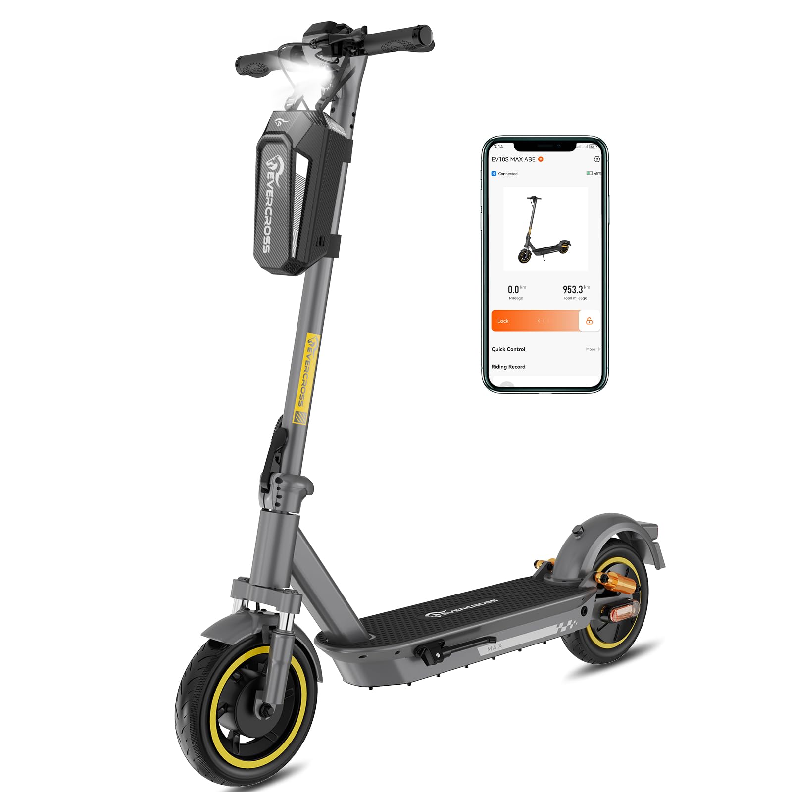 EVERCROSS EV10S MAX Elektroroller mit Straßenzulassung (ABE), Faltbarer E Scooter für Erwachsene - mit APP, 500W Motor, 80-150KM Reichweite, Max.20 km/h, 10" Vakuumreifen mit Gelschicht