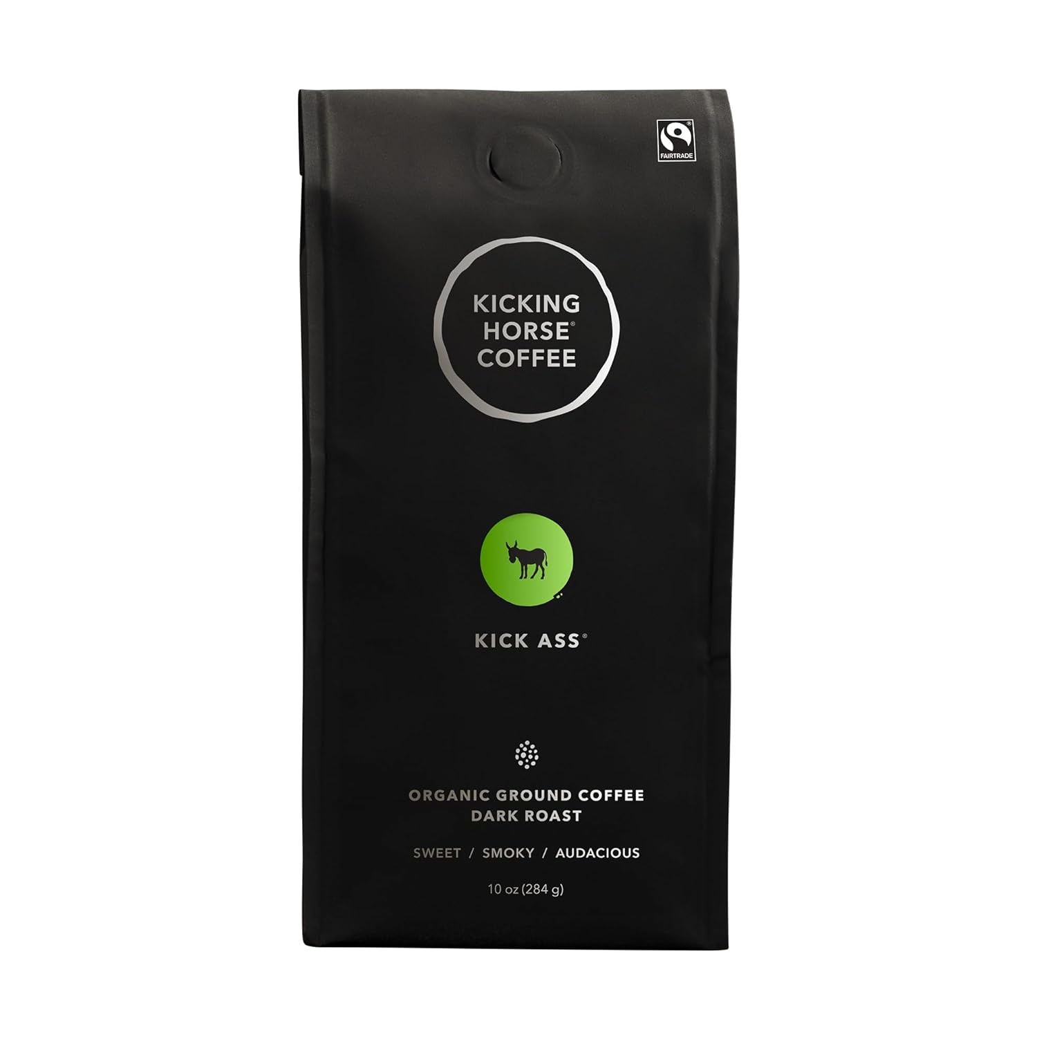 Kicking Horse Coffee, Kick Ass, Dark Roast, Ground, 10 Oz - Certified Organic, Fairtrade, Kosher Coffee USDA Organic Fairtrade International