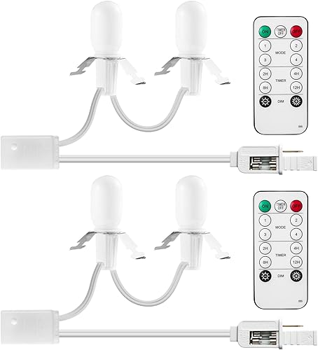 Sistema de iluminación de control remoto cable de accesorio de 49 pies con 2 bombillas LED C7 de color blanco cálido paquete de 2 4 modos de