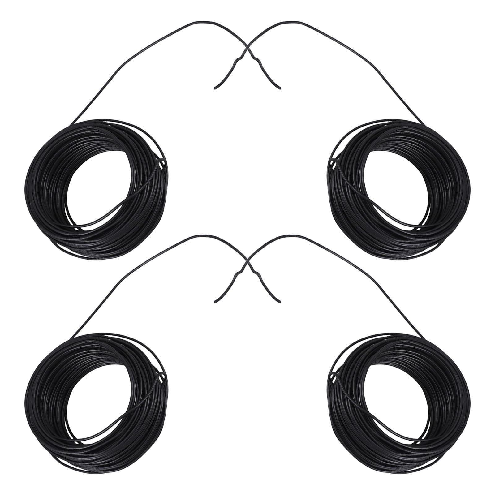 4 Piezas Alambre de Amarre y Recubrimiento de PVC Negro Flexible
