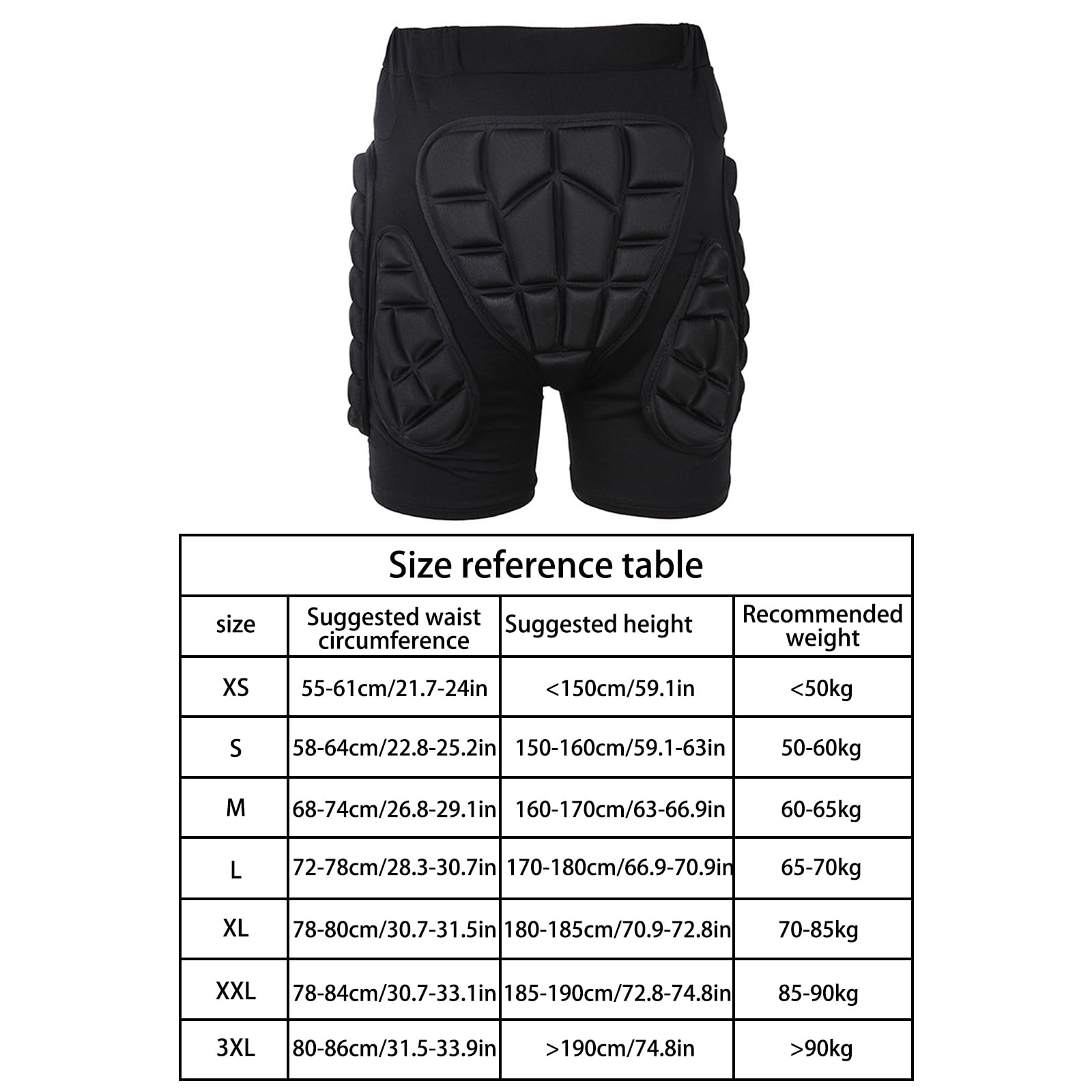 Protección 3D para cadera y glúteos, pantalones cortos, almohadilla protectora contra impactos para esquí, patinaje sobre hielo, snowboard, ciclismo, protección 3D, pantalones cortos acolchados