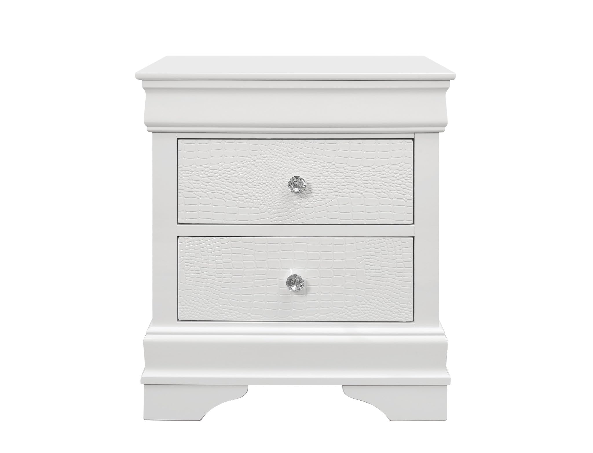 HomeRoots 24" White Wood Shagreen Two Drawer Nightstand