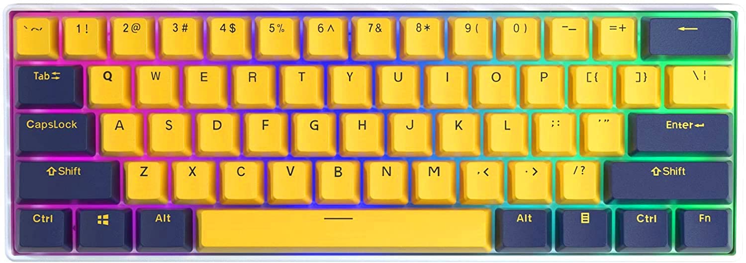 BOYI 61 Mini RGB Mechanical Keyboard, 60% Mini RGB Cherry MX Brown Switch Honey Milk Bee Color OEM PBT Keycap Compact Type-C Wired NKRO Mechanical Gaming Keyboard for PC/Mac Gamer