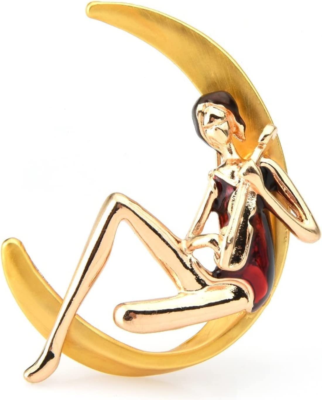 Spilla da bavero Accessorio Suonare la chitarra Spilla da ragazza Donna Metallo seduta sulla luna Lady Strumento musicale Matrimoni Spilla Spille Regali Spille for le donne