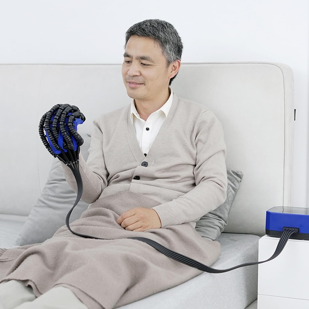Guante De Robot De RehabilitacióN Modo De Dos Manos, Para Ejercicios De Dedos Ayudan Con El Entrenamiento De ExtensióN De Dedos, Entrenamiento De Manos Guante FéRula Para Dedo-Left and Right Hand||M