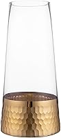MyGift 10-Inch Clear Glass Flower Vase with Gold Hammered Base - Elegant Table Centerpiece for Home Decor & Weddings