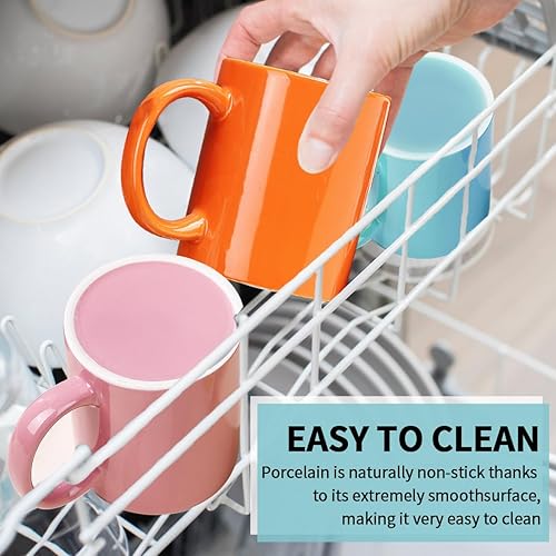 Miniatura 6 de Evanda Juego de 6 tazas de café de 12 onzas, tazas de cerámica con asa para café con leche, té caliente, capuchino, moca, cacao, leche, aptas para