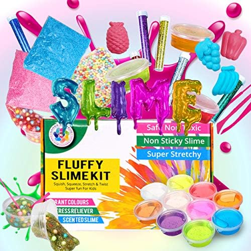 Mazichands Arts and Crafts for Girls Boys Kids - DIY Slime Kit Activities - Best Birthday Gift/Toy/Craft Kits 5 -12+ Year Old Kid Amazon - Putty Supplies Stuff,Glitter,Fruit Slices,Foam Balls