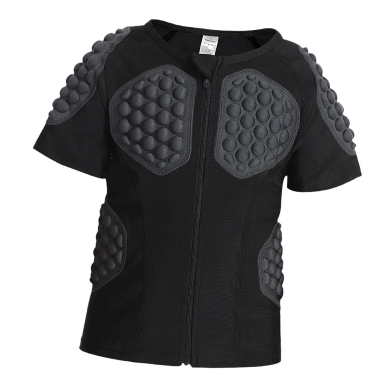 Camiseta Deportiva Acolchada Niños Protección Impacto Compresión EVA Transpirable Función Zipper Adecuada para Entrenamiento Rugby Baloncesto Ciclismo