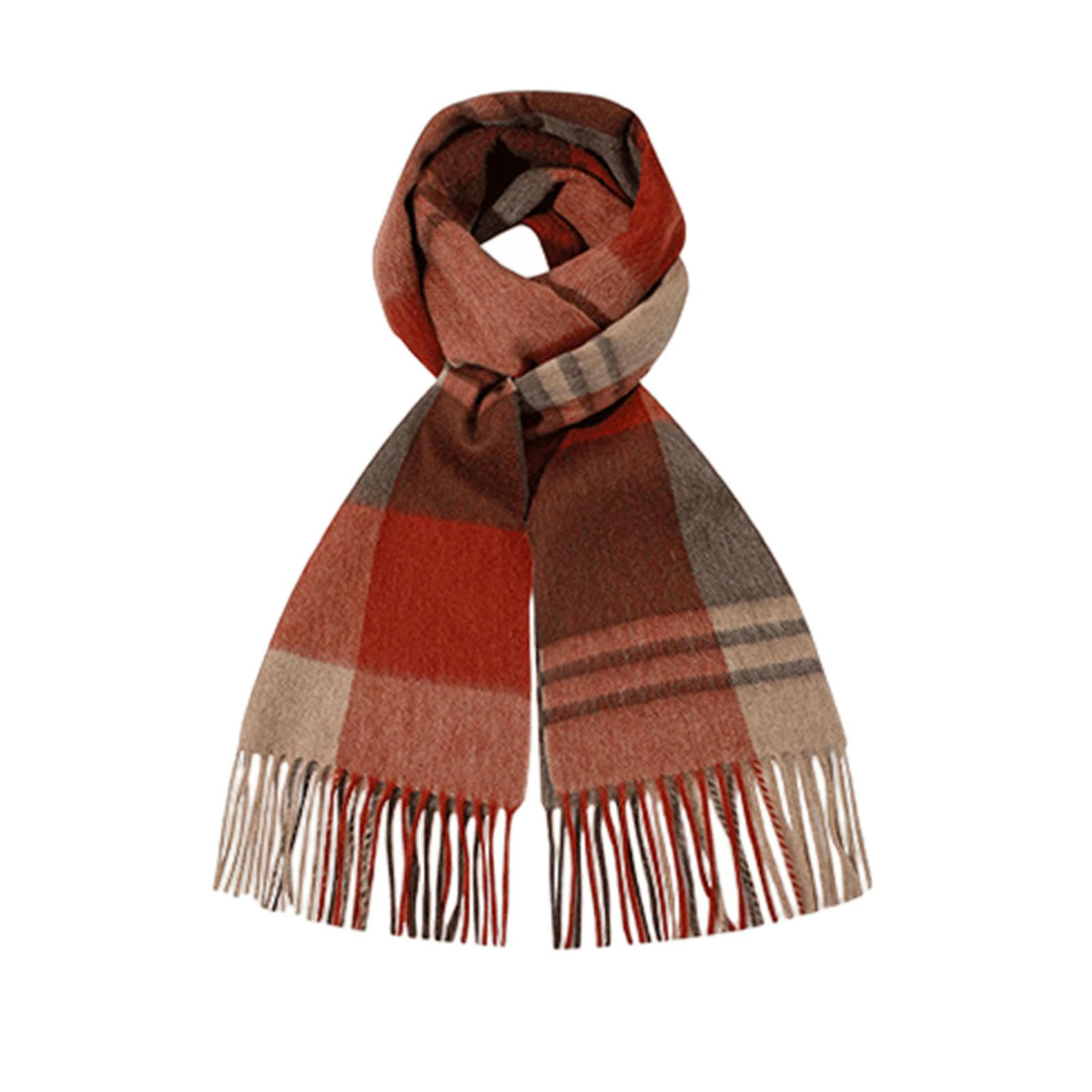 Sciarpa Donna Sciarpa A Quadri di Lana da Donna - Sciarpa E Scialle Caldi per Autunno E Inverno, Adatti A Studenti E Coppie-rosso-180 * 33 Cm
