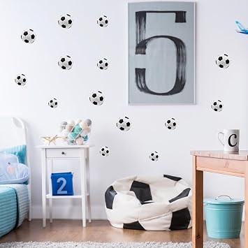 56 PCS Football Wall Stickers,4 Sizes Self Football Stickers