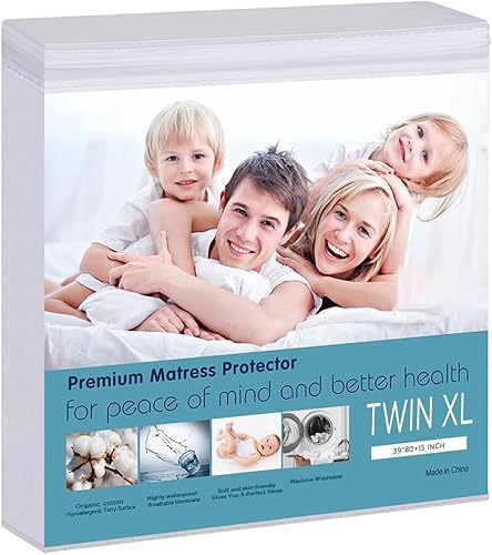 Miniatura 10 de Protector de colchón impermeable 100% algodón orgánico, hipoalergénico, transpirable, bolsillo profundo, sin vinilo (Cal King) blanco