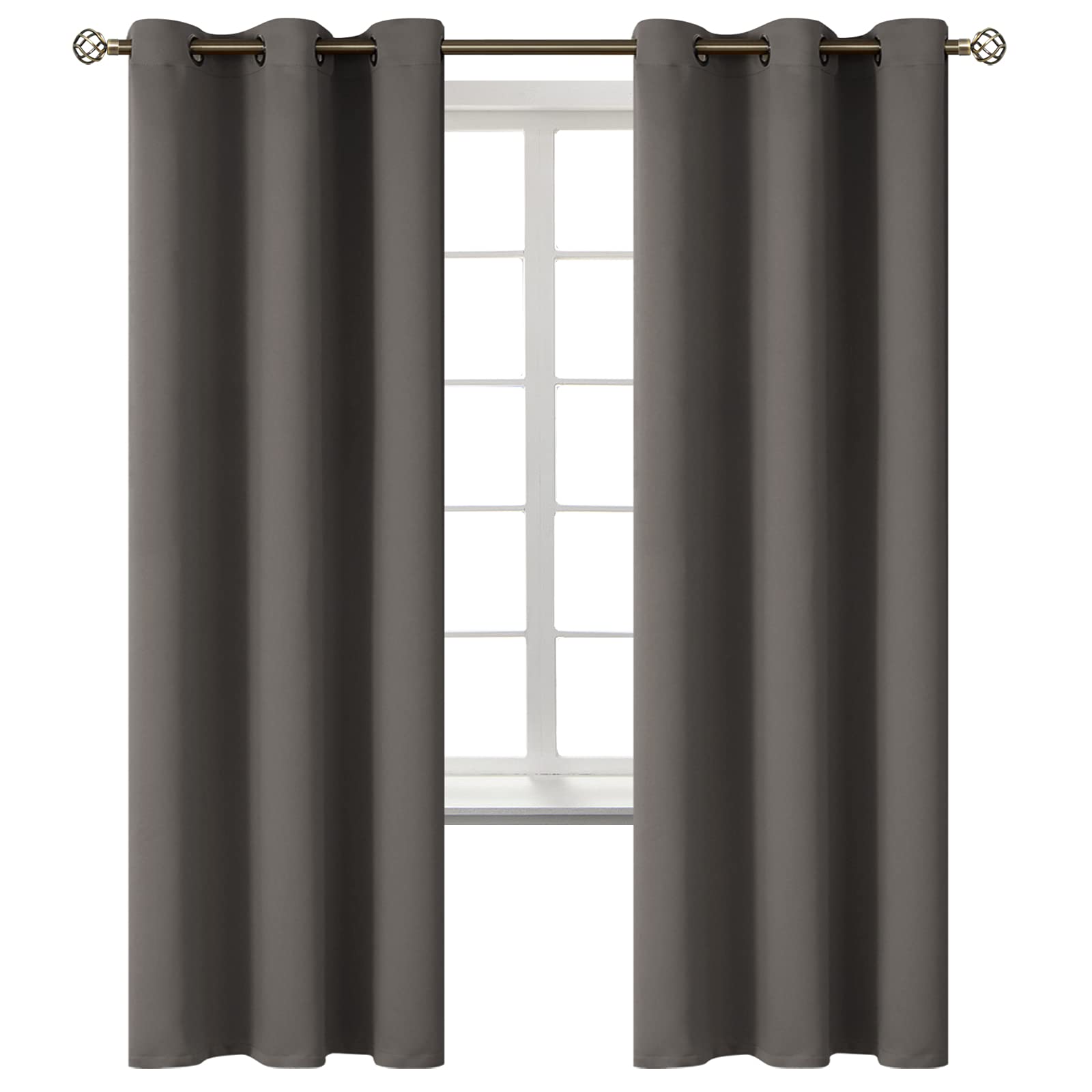 BGment Blackout Curtains for Bedroom - Grommet Thermal Insulated Room Darkening Curtains for Living Room, Set of 2 Panels (42 x 72 Inch, Grey) — image 1