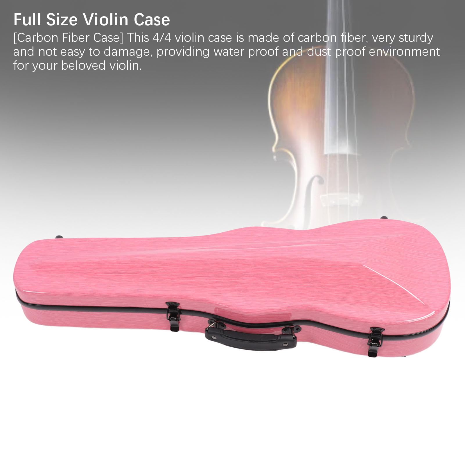 Custodia per Violino 4/4 in Fibra di Carbonio, Elegante e Leggera, Rosata per Riporre e Proteggere con 2 Cinghie