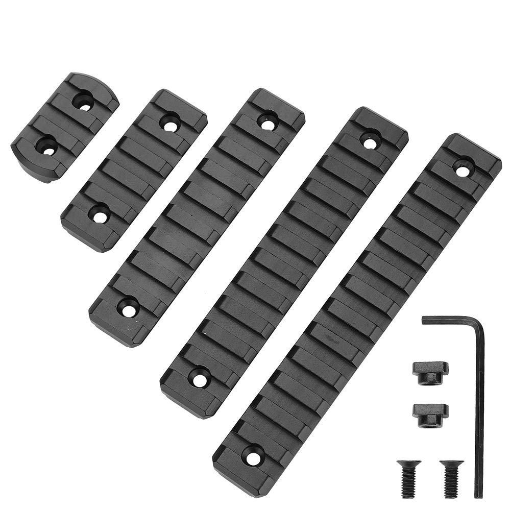 Atflbox 2 Piezas Picatinny Rails para Mlock, 5 Slot Metal Mloc Picatinny Rail con 4 Tuercas en T y Tornillos, 2 Llave Allen