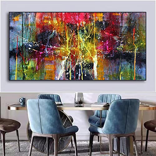 Affiche et impression art abstrait coloré pour tableau déco de salon 80x160 cm - 3