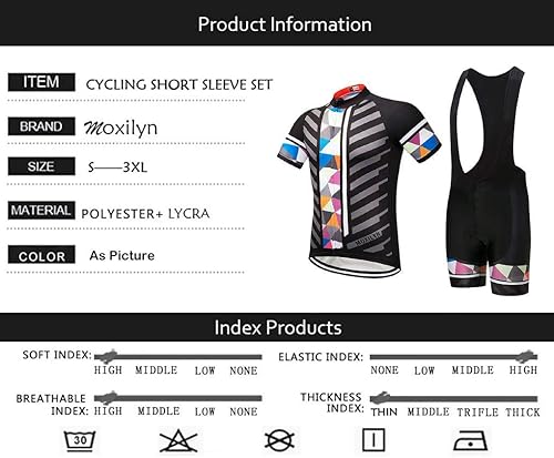 Miniatura 3 de Conjunto de ropa de ciclismo para hombre, camisetas de ciclismo de carretera + pantalones cortos de secado rápido con cremallera completa