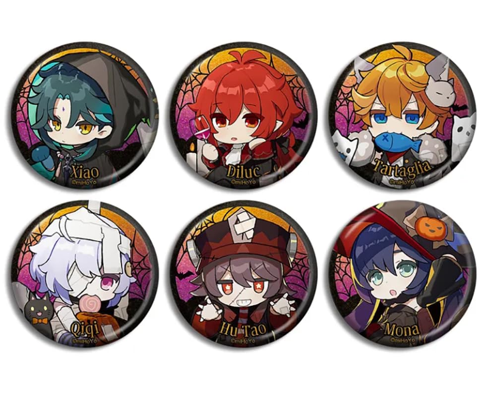 原神 七七 ハロウィン 缶バッジ グッズ-バッチ】原神 ハロウィン仮装シリーズ ちびキャラ缶