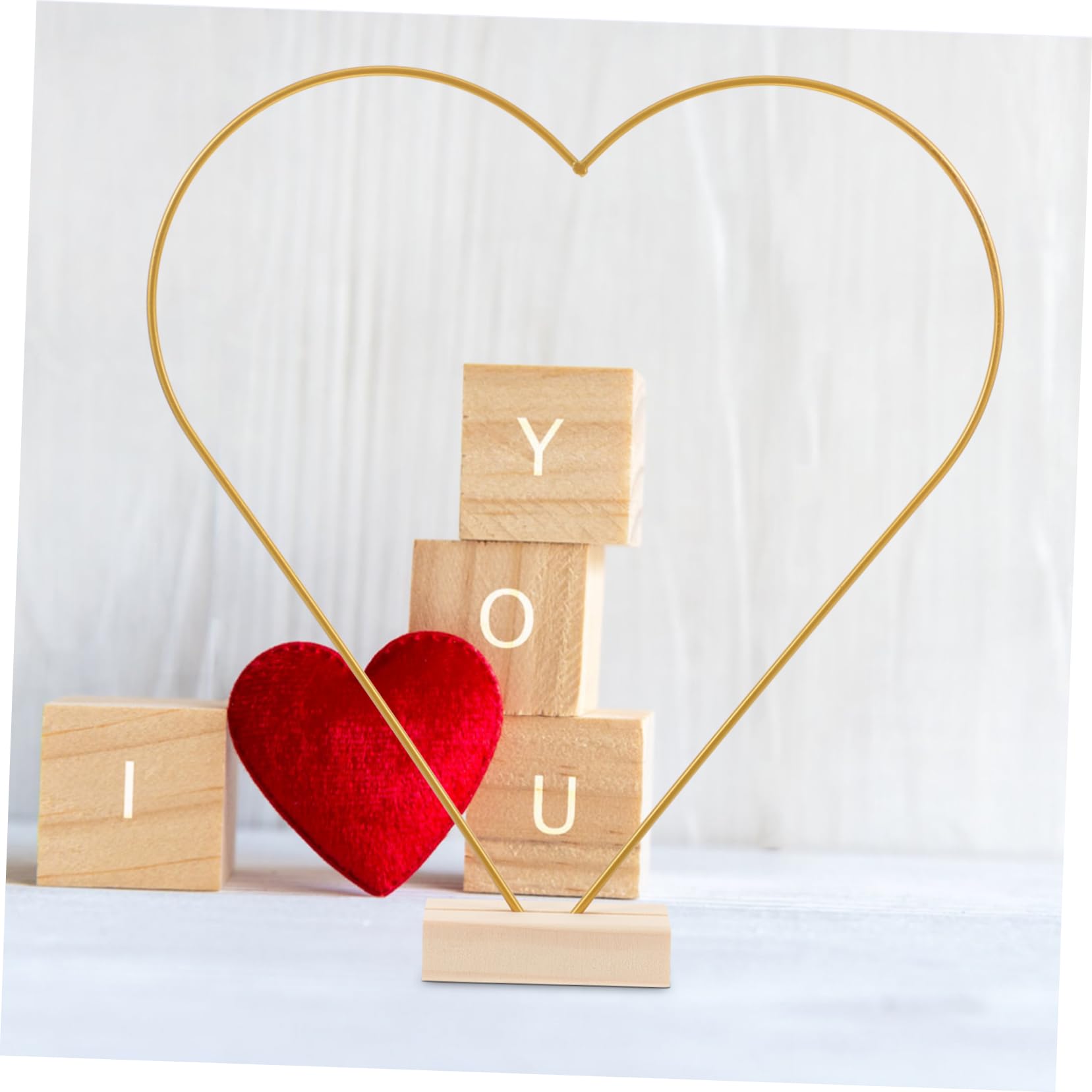 UKCOCO 10 Sätze Teiliges DIY Metallblumenkranz mit Holzständer Langlebige Eisenringe Herzform Stabile Tischdeko für Hochzeit Basteln und Kreative Wohnraumgestaltung