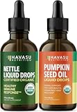 USDA Organic Pumpkin Seed Oil Drops (60 Servings) & Stinging Nettle Leaf Extract Liquid Drops (60 Servings)