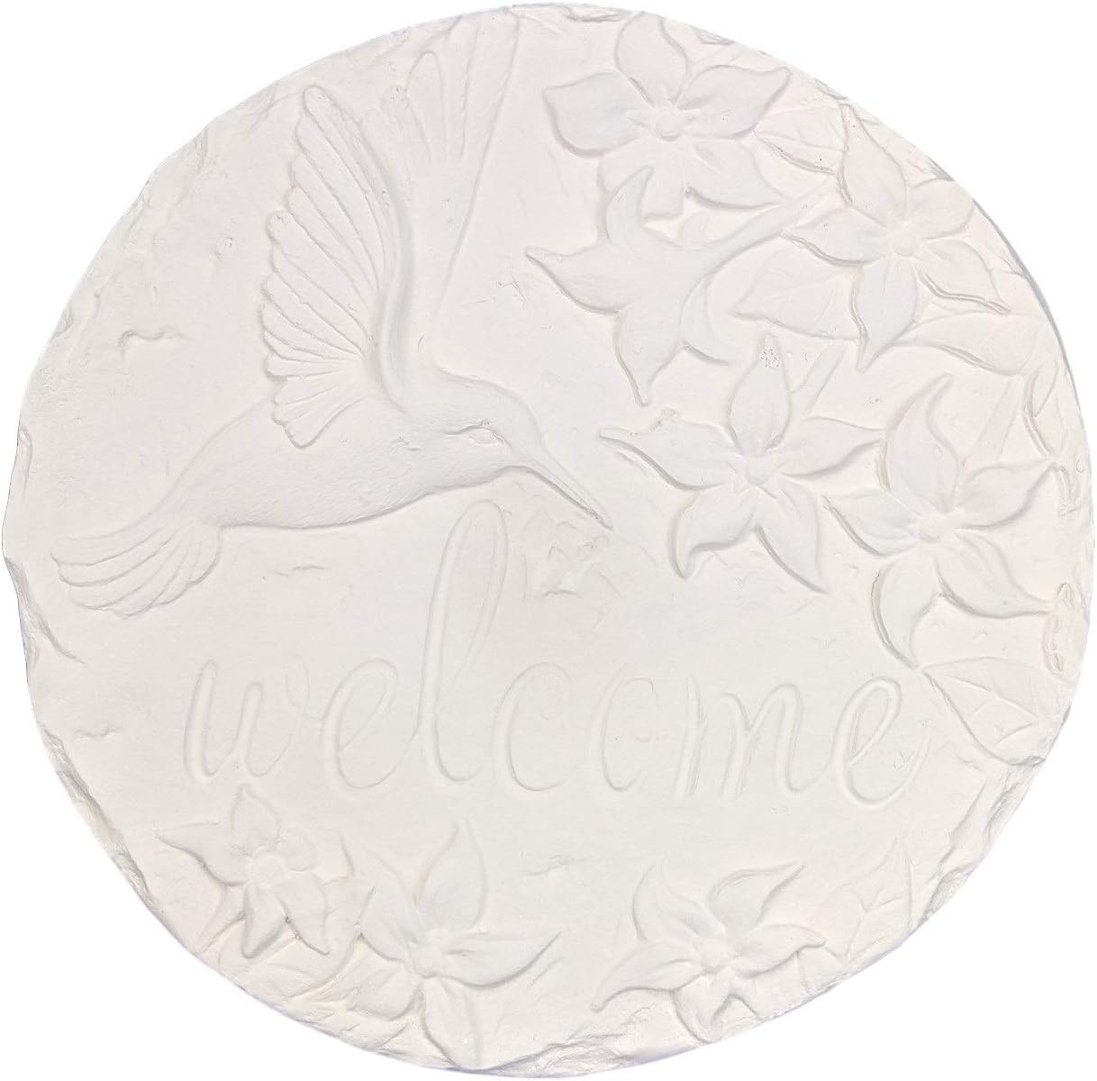 Hummingbird Welcome Plaque Garden Stone, Ready to Paint Ceramic Bisque - Handmade in The USA