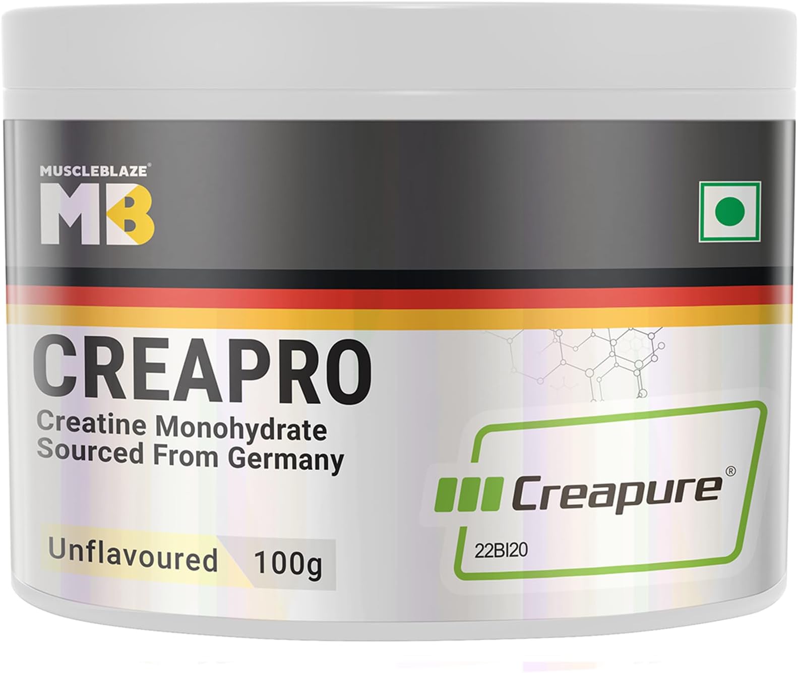 MuscleBlaze CreaPRO Creatine with Creapureยฎ Powder from Germany, Pack of 100 gms, Unflavoured