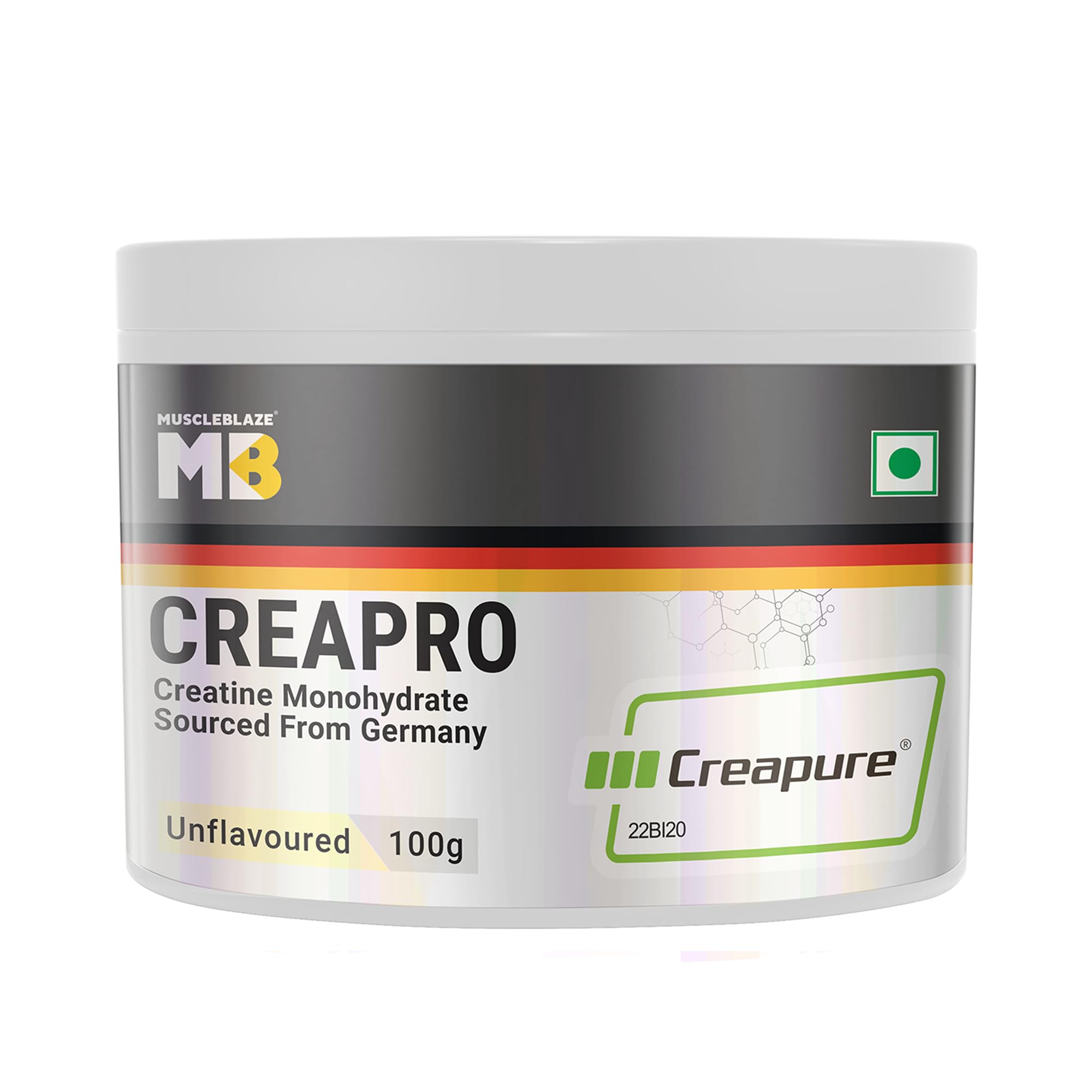 MuscleBlaze CreaPRO Creatine with Purest Creapure (Unflavoured, 100 g, 33 Servings)