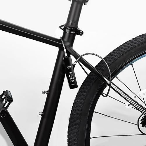 Miniatura 3 de Candado de cable combinado, cerradura de cadena de 4 dígitos, 3 cuerdas de acero reemplazables (9, 23.6, 47.2 pulgadas) con revestimiento de PVC de